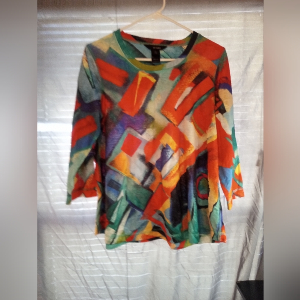 Ali Miles Colorful Abstract Oversized Women's Top